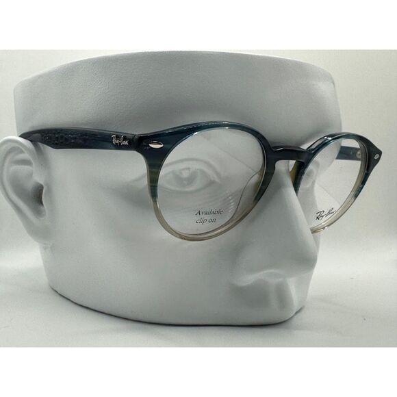 New Ray Ban RB2180-V Round Blue Texture Eyeglass Frame 49/21/145 RARE MSRP $250 - Picture 1 of 6